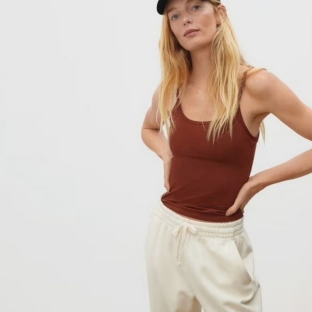 Everlane Scoop Neck Cami Tank Top Shelf Bra L NWT